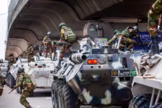 Military personnel have been patrolling the streets of the capital, Dhaka. Photograph: AFP/Getty Images