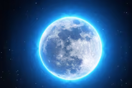 A rare super blue moon appears in the night sky over Ben Buckler cliffs at Bondi Beach, Sydney in August last year. This August’s blue moon won’t be seen again for two or three years. Photograph: AAP