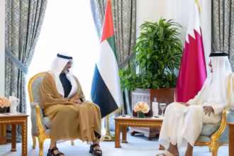 Sheikh Khaled bin Mohamed also meets Qatar's Prime Minister during official visit to country