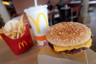 A Quarter Pounder hamburger is served at a McDonald's restaurant on March 30, 2017 in Effingham, Illinois. Scott Olson/Getty Images